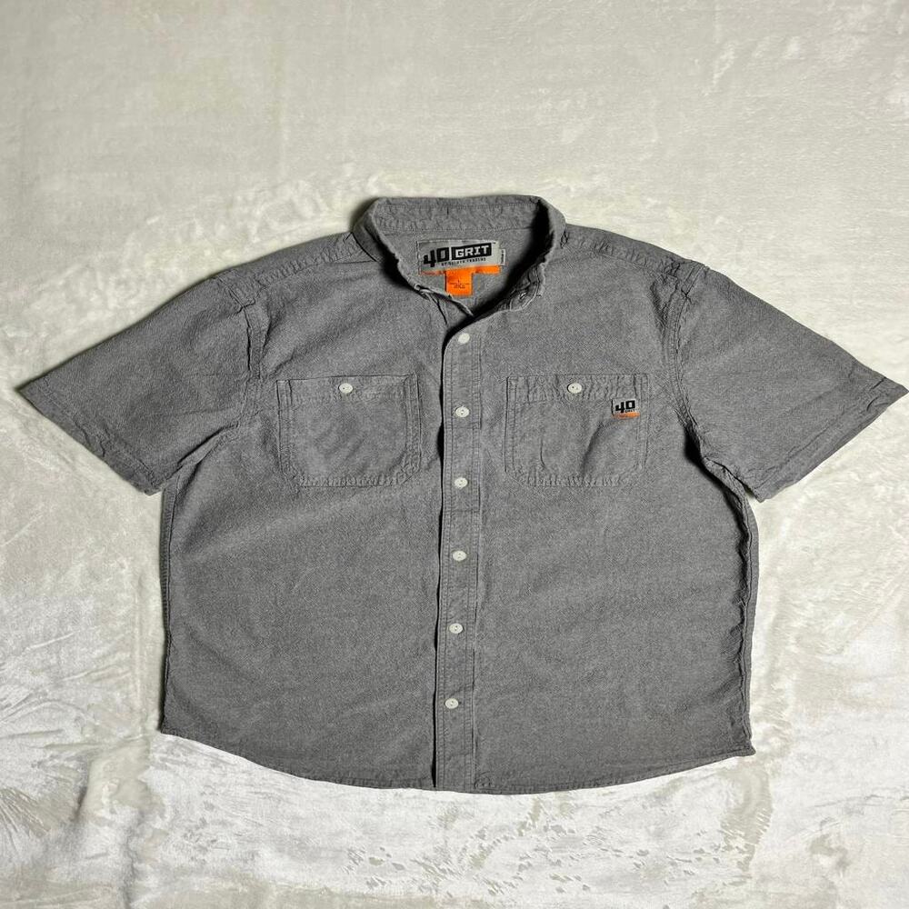 Duluth Trading 40 Grit Workwear Shirt Men's L Short Sleeve Button Up Textured